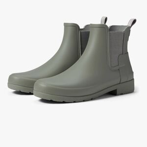 New Hunter Women’s Gray Rubber Original Chelsea Waterproof Ankle Boots Size 6US